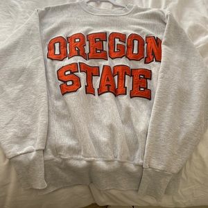 Vintage Oregon State thick gray orange school hoodie